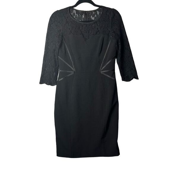Adrianna‎ Papell Dress Womens 4 Black Structured Lace Evening Dress Formal Event - Picture 1 of 9